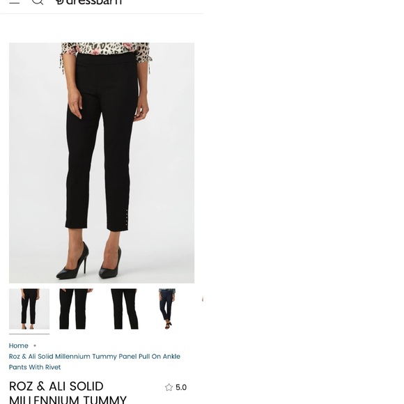 Roz & Ali Pants - EUC Roz & Ali Solid Millennium Tummy Panel Pull On Ankle Pant w/ Rivet Trim